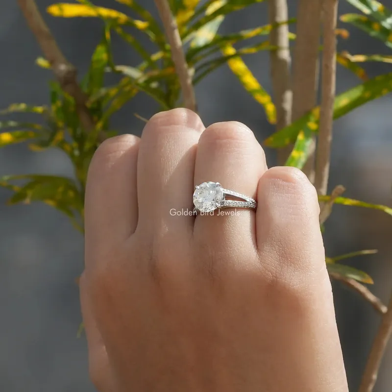Round Cut Moissanite Accent Engagement Ring view 2