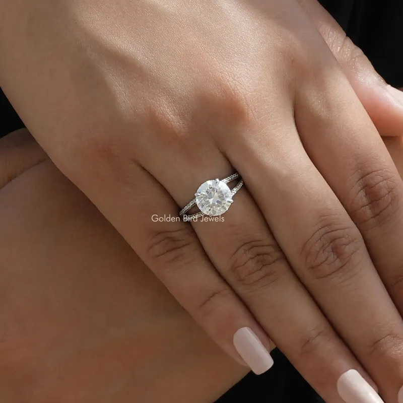 Round Cut Moissanite Accent Engagement Ring view 4