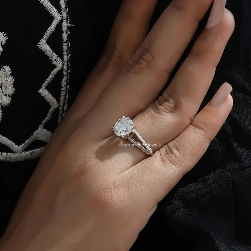 Round Cut Moissanite Accent Engagement Ring view 7
