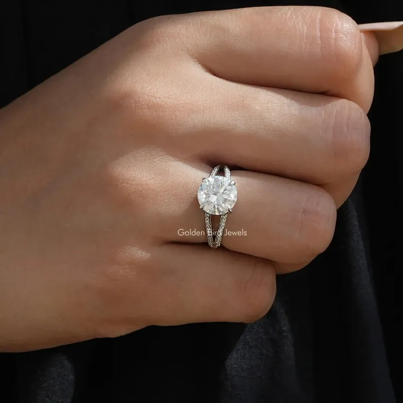 Round Cut Moissanite Accent Engagement Ring view 3