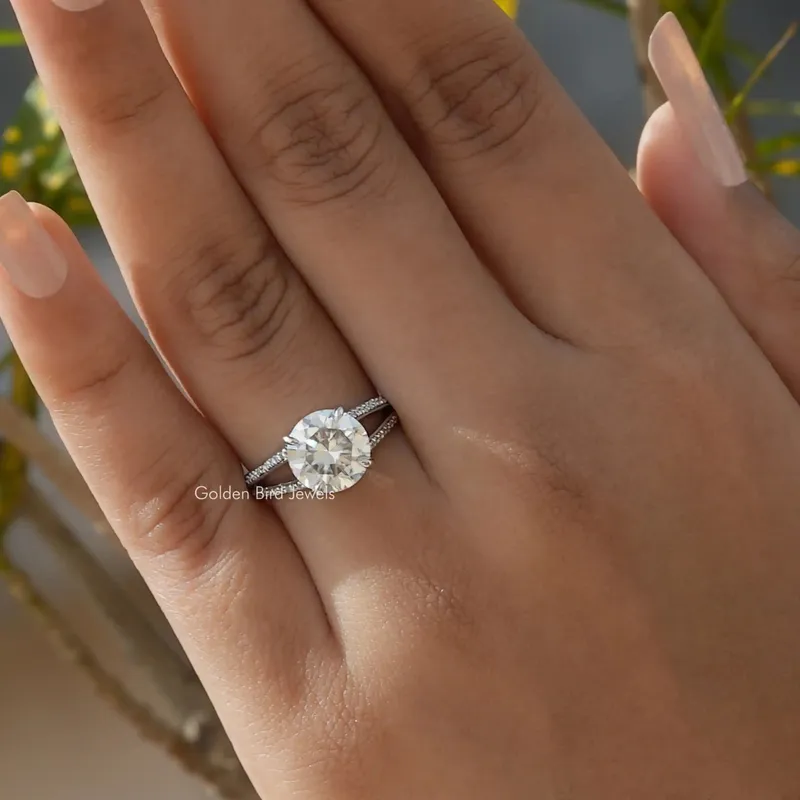 Round Cut Moissanite Accent Engagement Ring view 6
