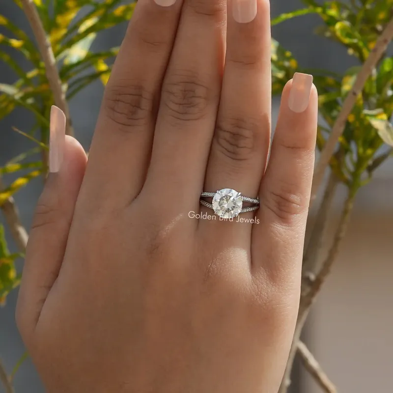 Round Cut Moissanite Accent Engagement Ring view 5
