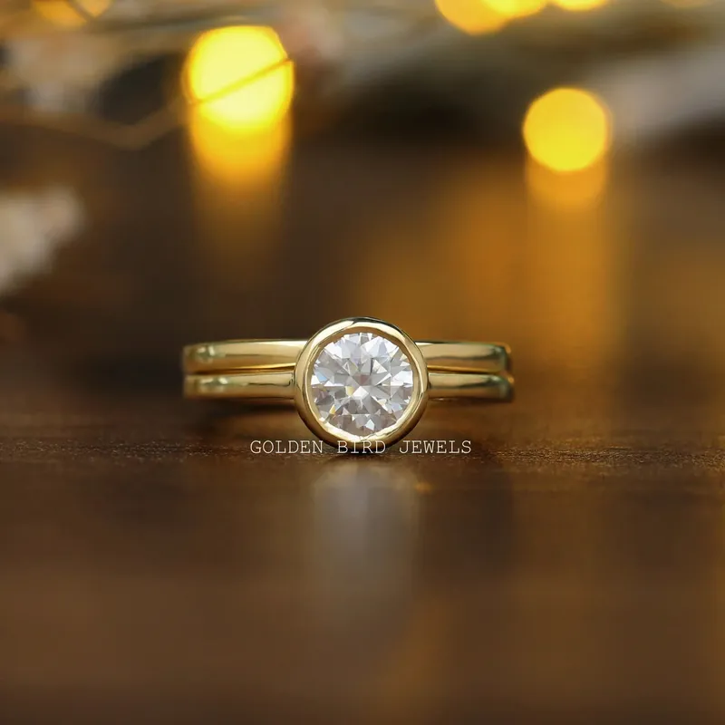Round Cut Moissanite Bridal Ring Set round cut engagement ring