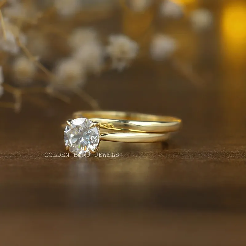 Round Cut Moissanite Bridal Wedding Ring Set vy 5