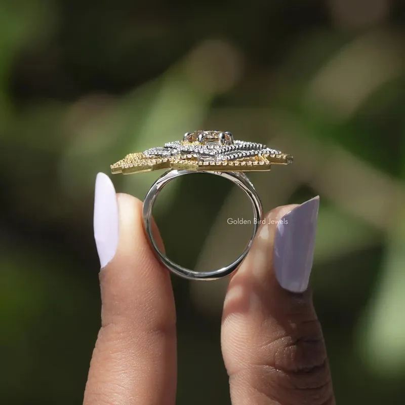 Round Cut Moissanite Cluster Engagement Ring vy 2