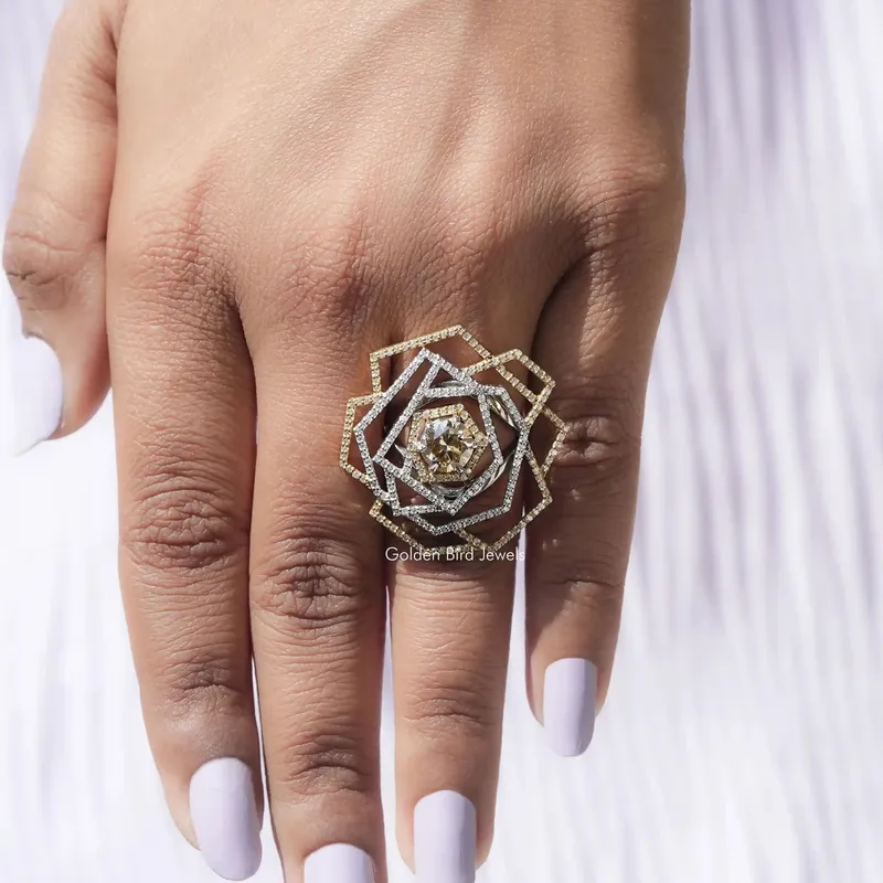 Round Cut Moissanite Cluster Engagement Ring vy 7