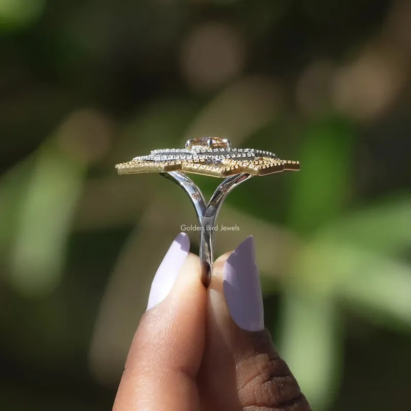 Round Cut Moissanite Cluster Engagement Ring vy 3