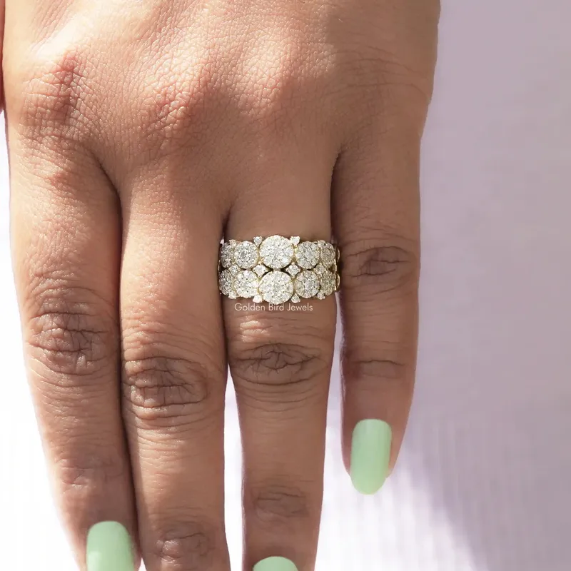 Round Cut Moissanite Cluster Wedding Ring vy 7