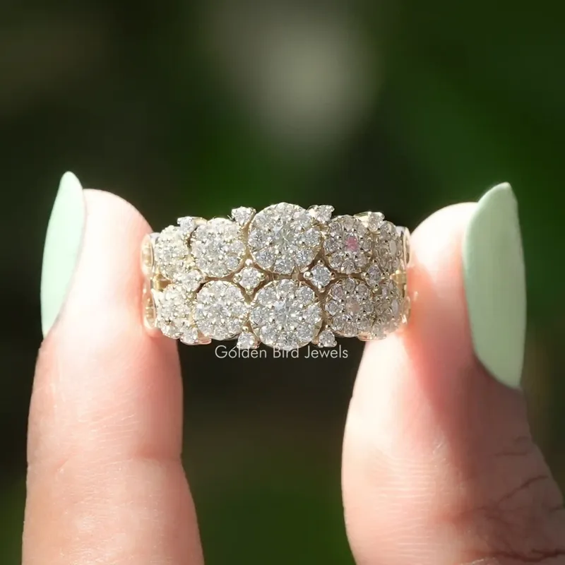 Round Cut Moissanite Cluster Wedding Ring round cut engagement ring