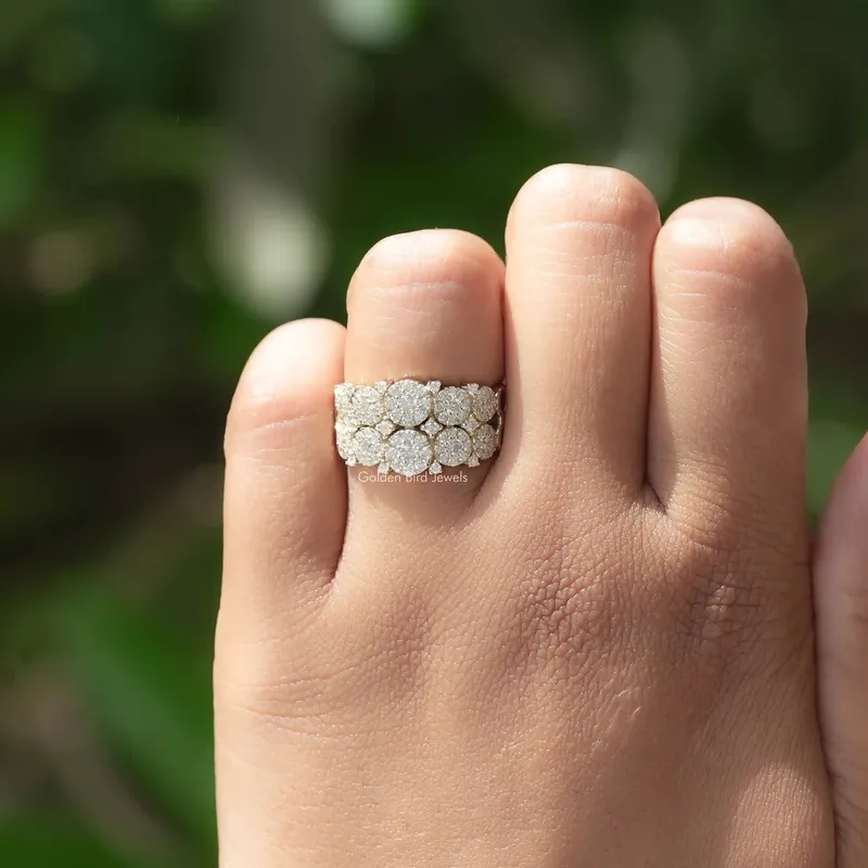 Round Cut Moissanite Cluster Wedding Ring vy 5