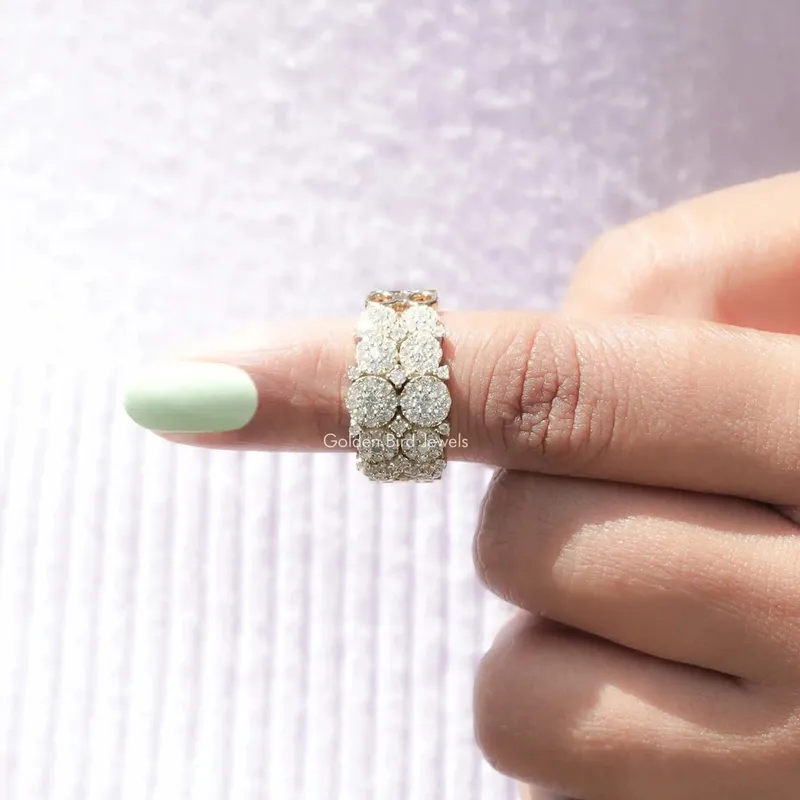 Round Cut Moissanite Cluster Wedding Ring vy 6
