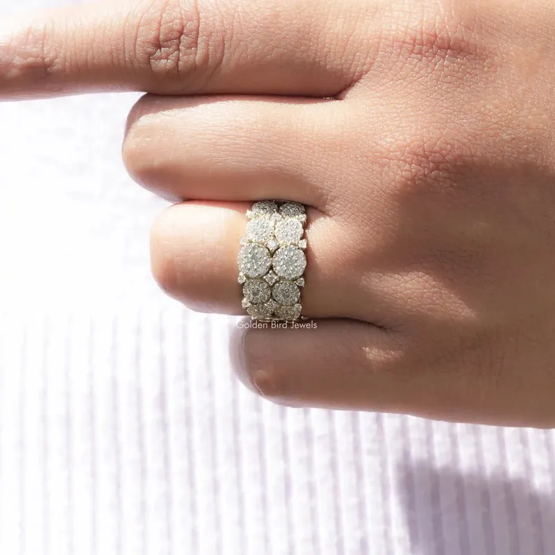 Round Cut Moissanite Cluster Wedding Ring vy 8