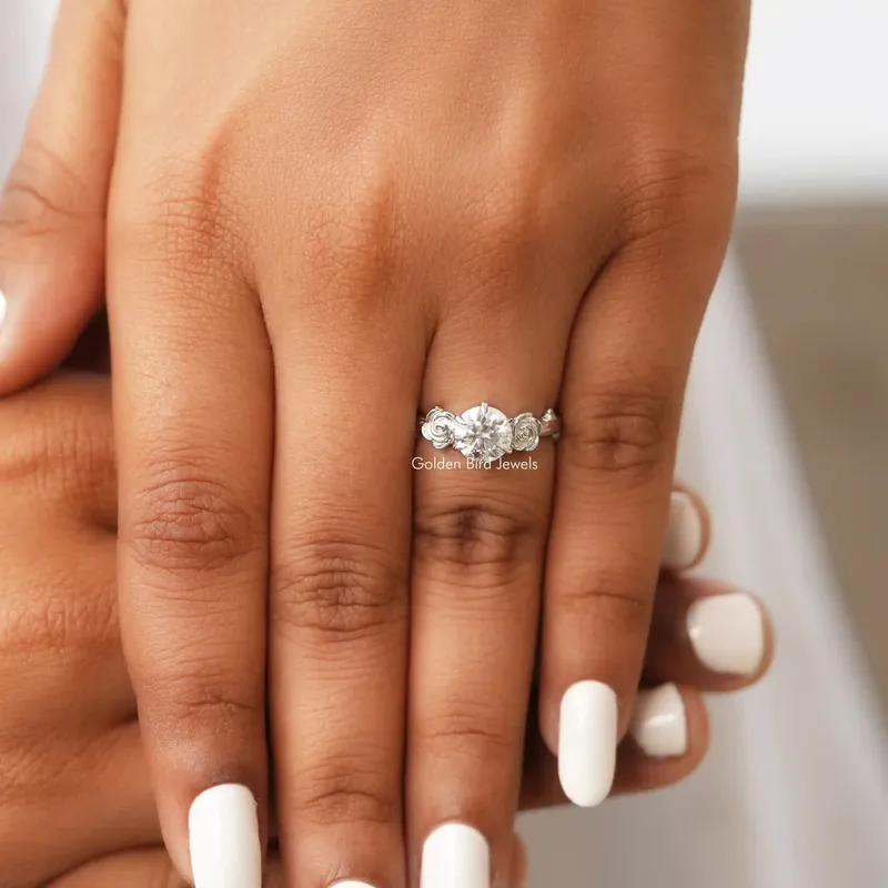 Round Cut Moissanite Rose Floral Ring view 5