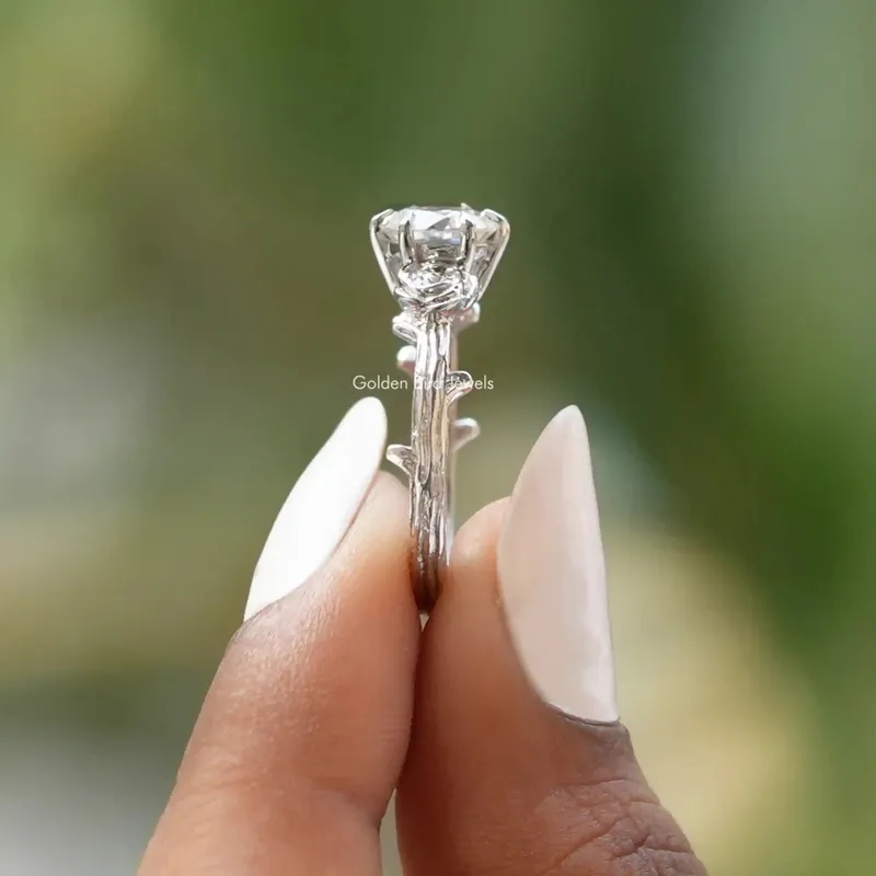 Round Cut Moissanite Rose Floral Ring view 2