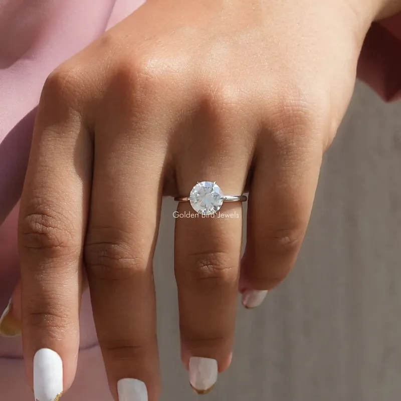 Round Cut Moissanite Solitaire Bridal Ring vy 2