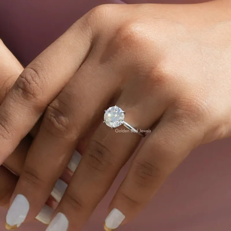 Round Cut Moissanite Solitaire Bridal Ring vy 5