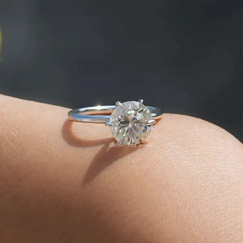 Round Cut Moissanite Solitaire Bridal Ring vy 3