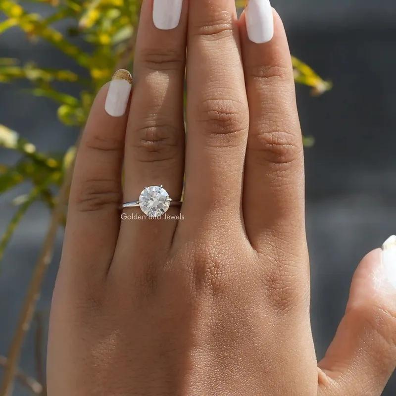 Round Cut Moissanite Solitaire Bridal Ring vy 4