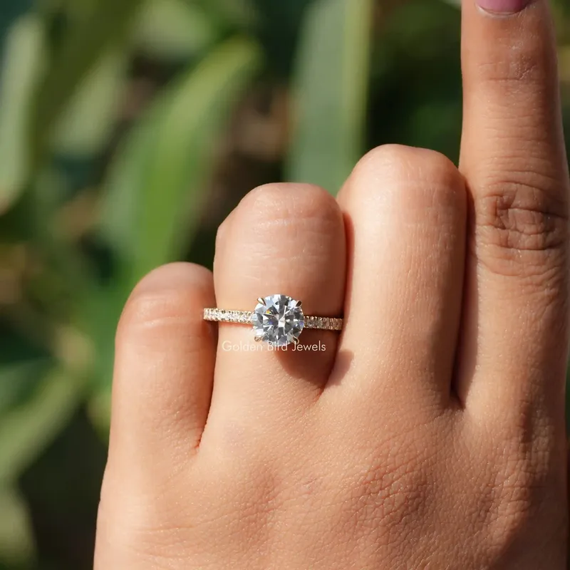 Round Cut Moissanite Solitaire With Accent Ring view 3