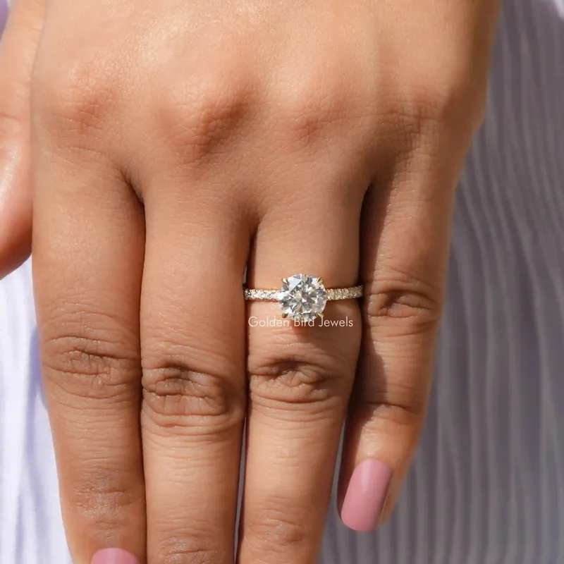 Round Cut Moissanite Solitaire With Accent Ring view 6