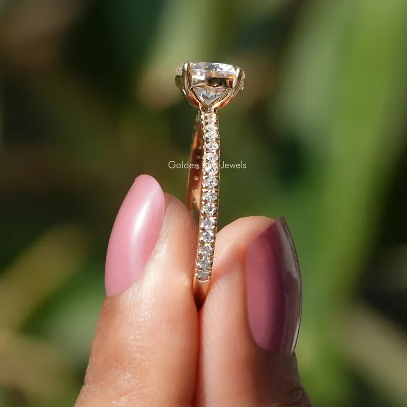 Round Cut Moissanite Solitaire With Accent Ring view 2