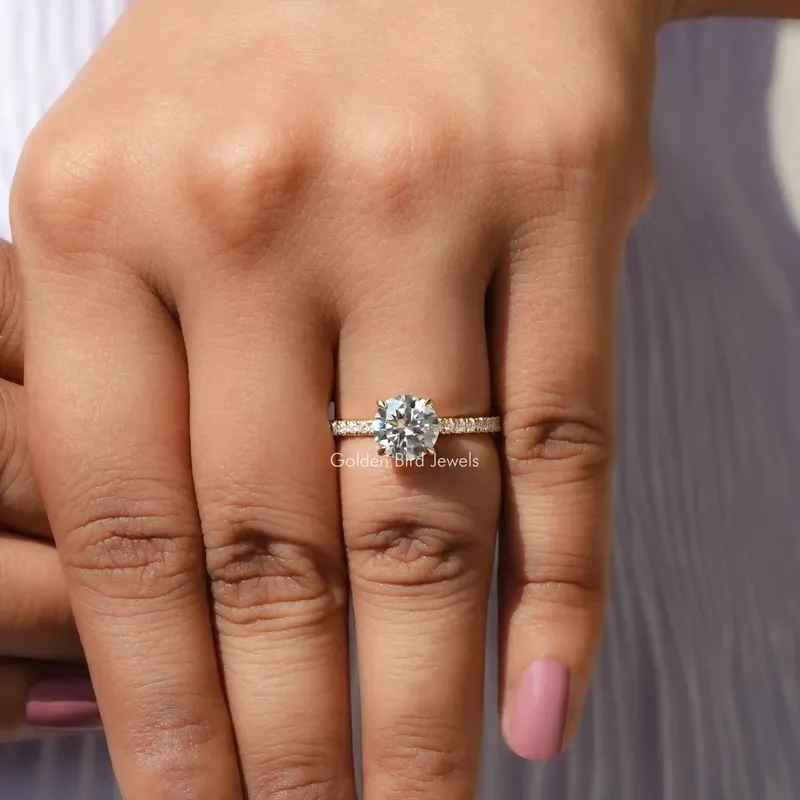 Round Cut Moissanite Solitaire With Accent Ring view 8