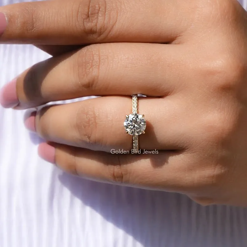 Round Cut Moissanite Solitaire With Accent Ring view 7