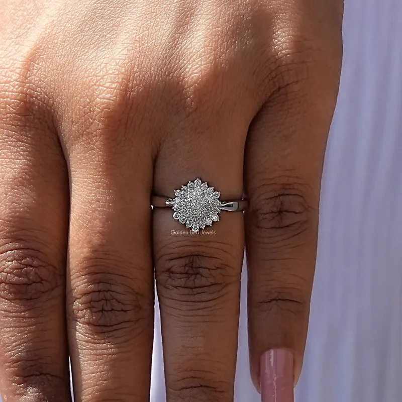 Round Lab Diamond Cluster Engagement Ring view 7