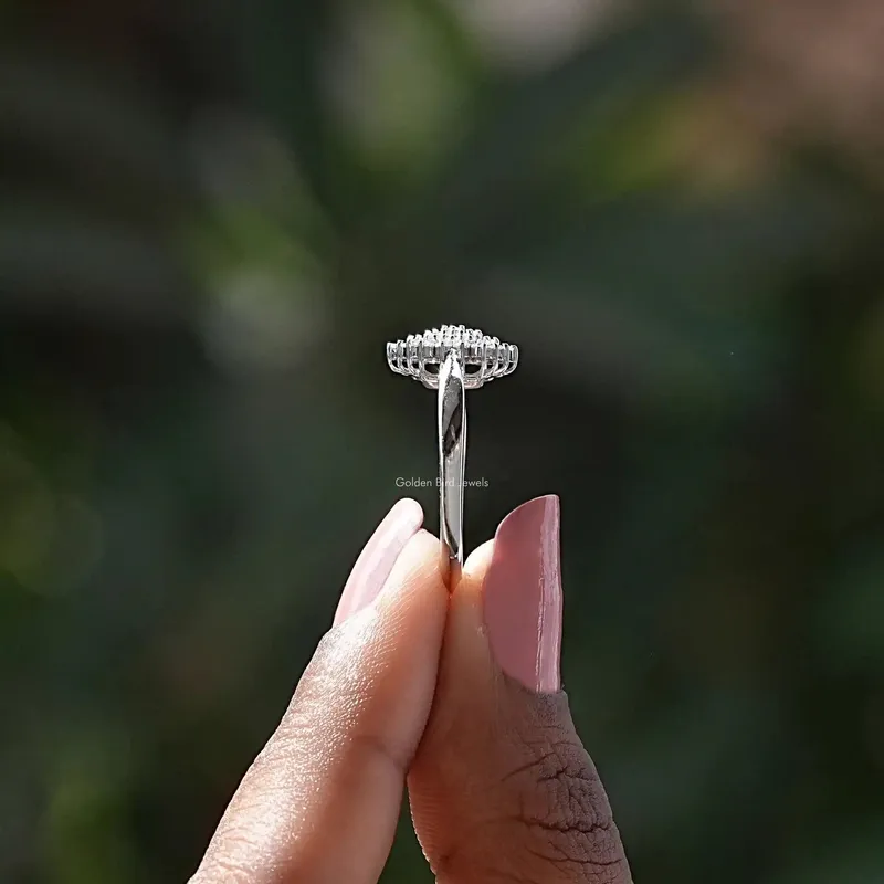 Round Lab Diamond Cluster Engagement Ring view 3