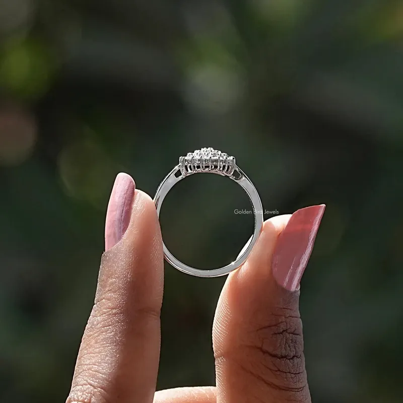 Round Lab Diamond Cluster Engagement Ring view 2