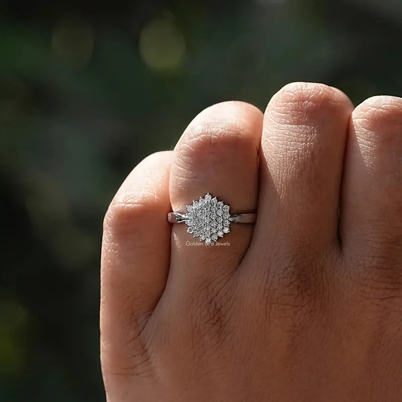 Round Lab Diamond Cluster Engagement Ring view 5