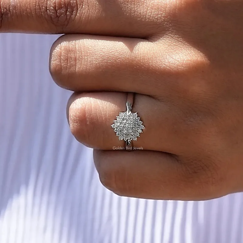Round Lab Diamond Cluster Engagement Ring view 8