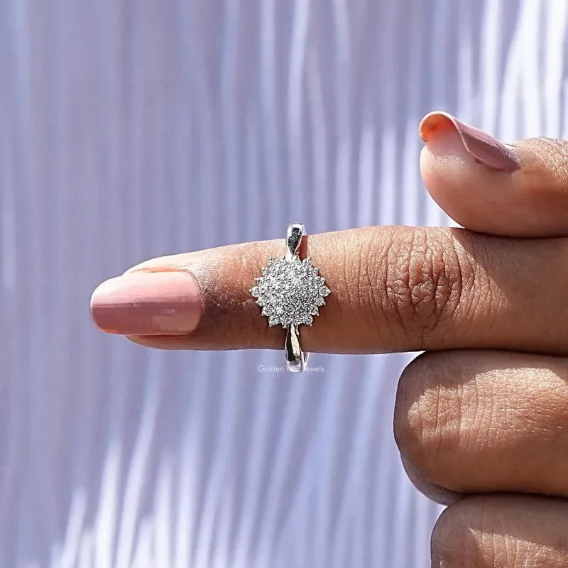 Round Lab Diamond Cluster Engagement Ring view 6