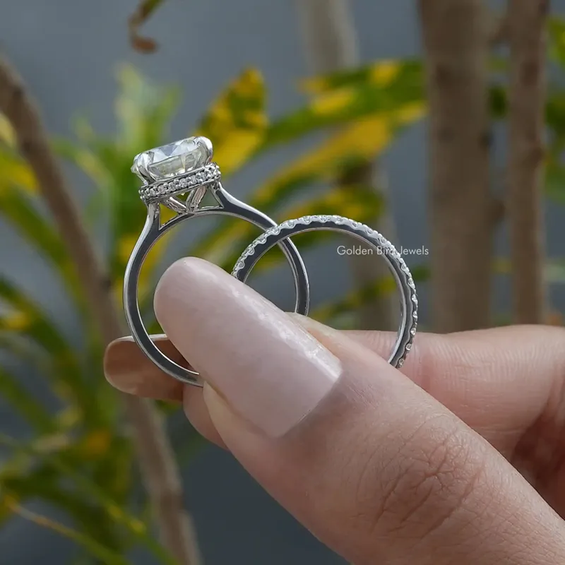 Round Moissanite Bridal Wedding Ring Set round cut engagement ring