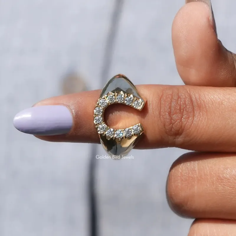 Round Moissanite Horseshoe Engagement Ring view 5