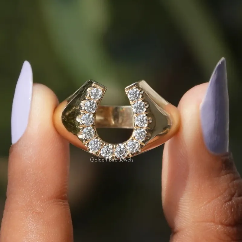Round Moissanite Horseshoe Engagement Ring round cut engagement ring