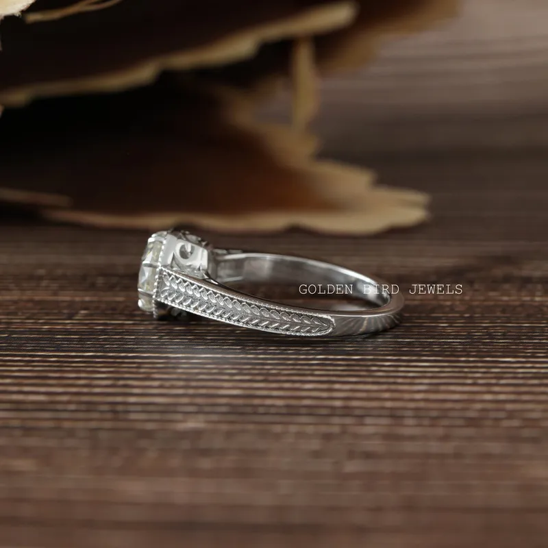 Round Old European Cut Moissanite Solitaire Vintage Ring view 6