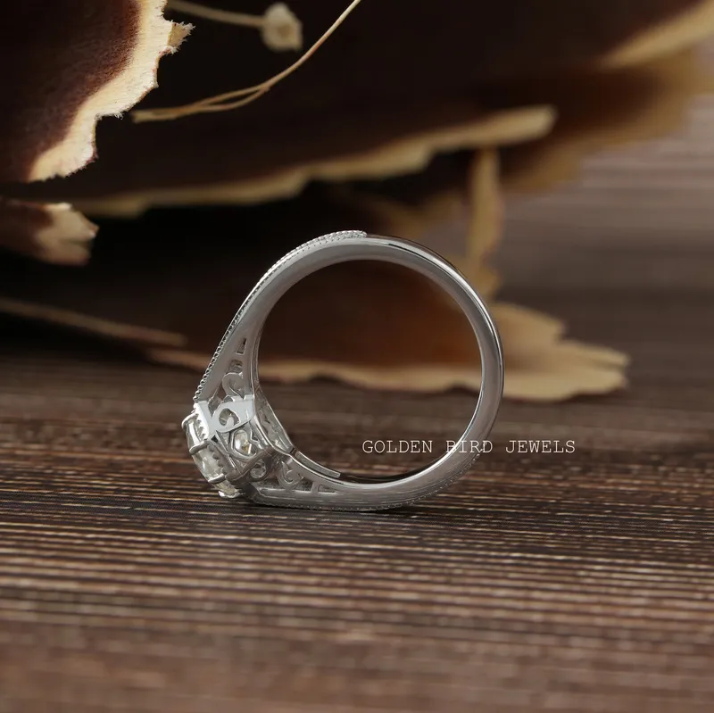Round Old European Cut Moissanite Solitaire Vintage Ring view 8