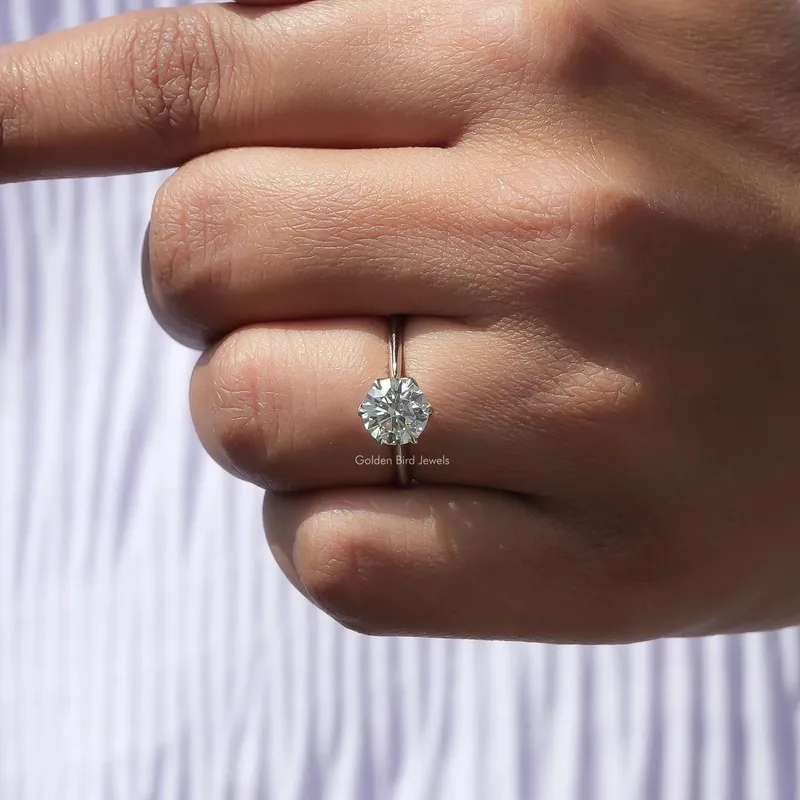 Round Shape Lab Diamond Solitaire Ring vy 7