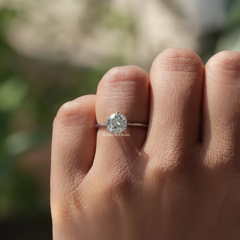 Round Shape Lab Diamond Solitaire Ring vy 5