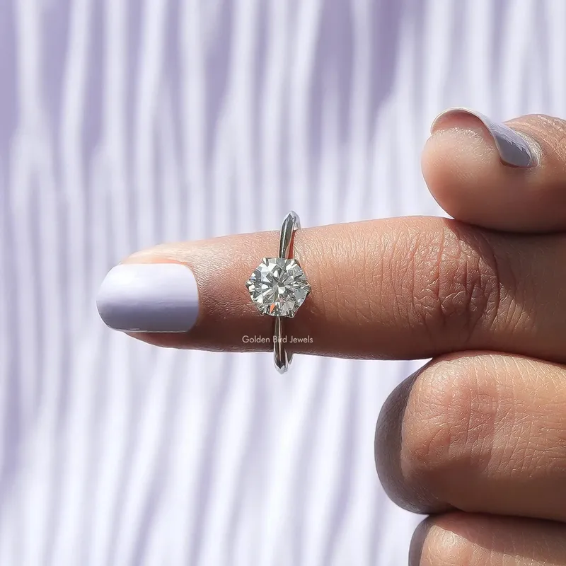 Round Shape Lab Diamond Solitaire Ring vy 6