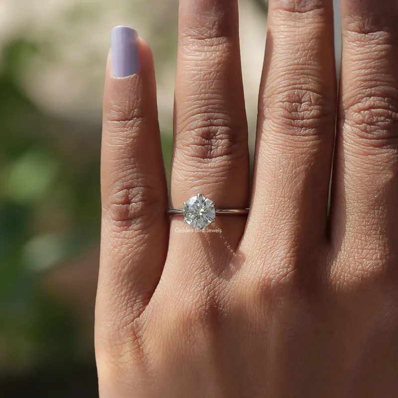 Round Shape Lab Diamond Solitaire Ring vy 4