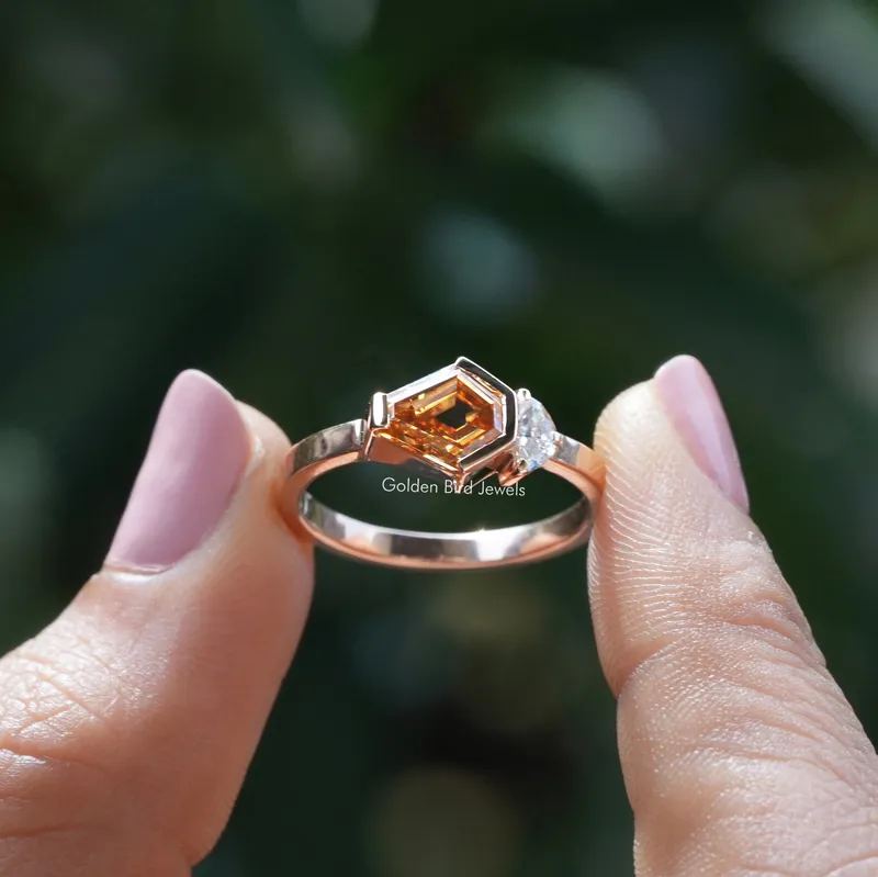 Shield Cut Moissanite Toi Et Moi Engagement Ring engagement ring