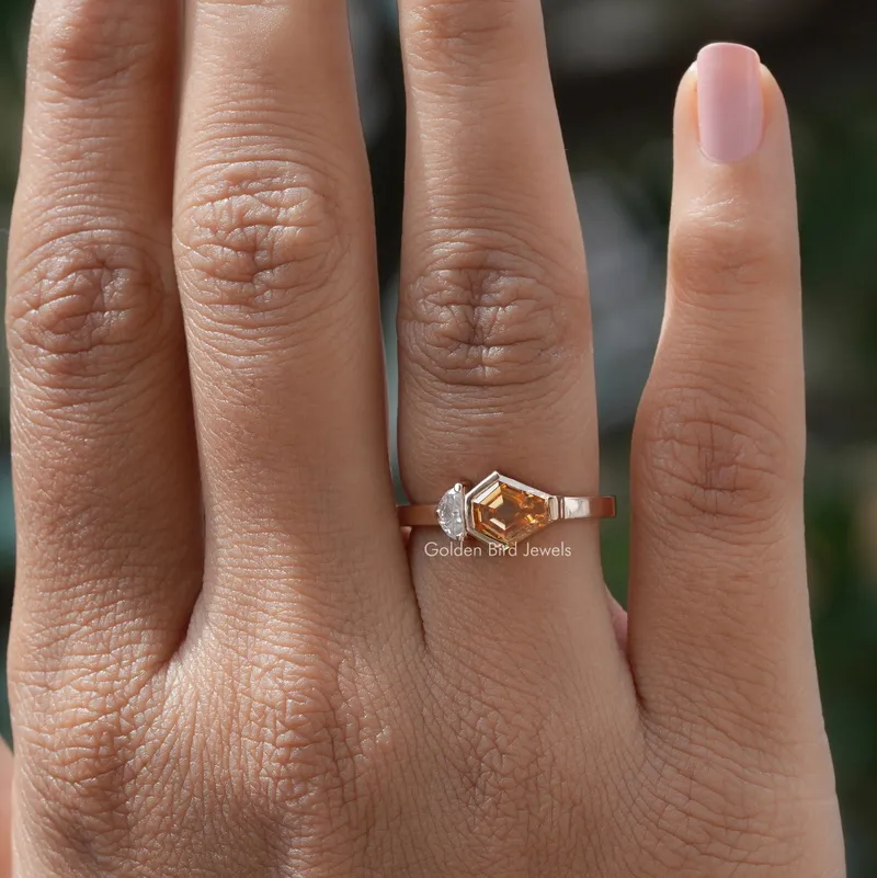 Shield Cut Moissanite Toi Et Moi Engagement Ring vy 4