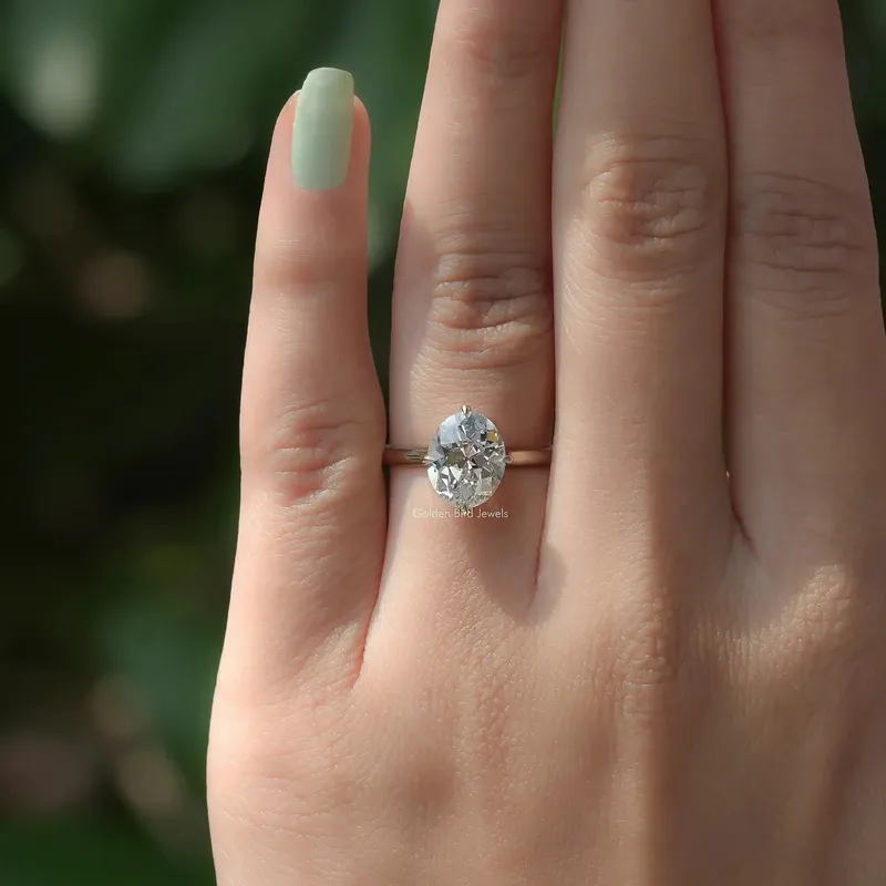 Solitaire Old Mine Oval Cut Diamond Ring view 4