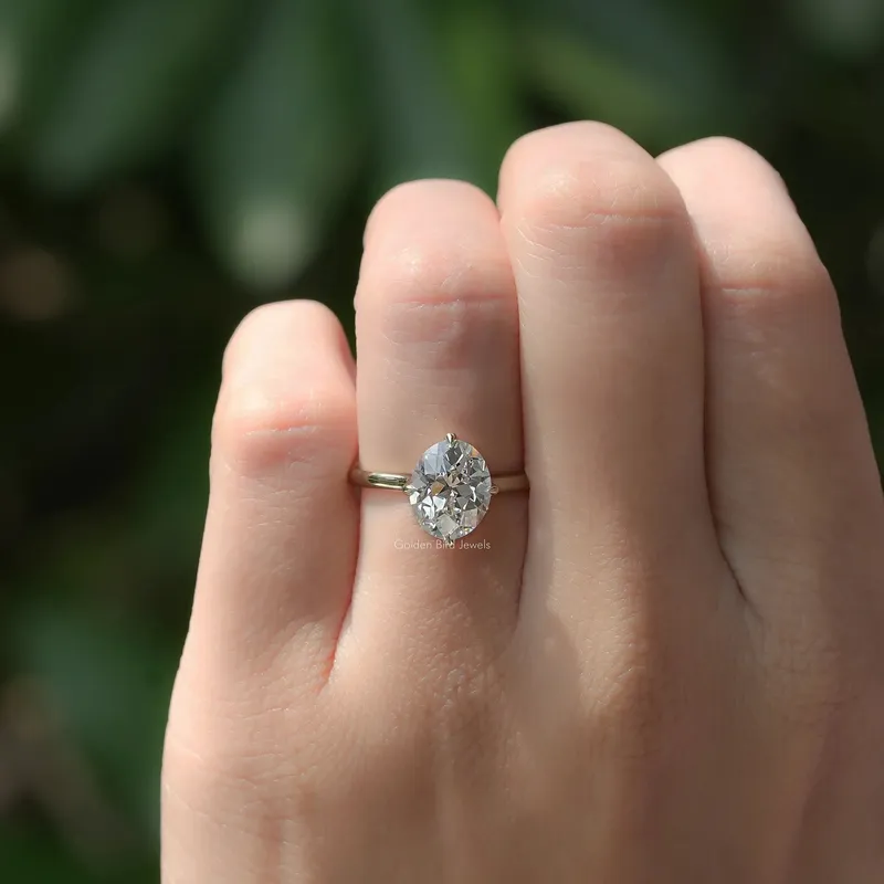 Solitaire Old Mine Oval Cut Diamond Ring view 5