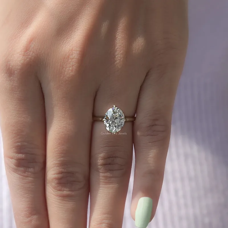 Solitaire Old Mine Oval Cut Diamond Ring view 7