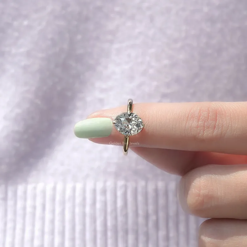 Solitaire Old Mine Oval Cut Diamond Ring view 6