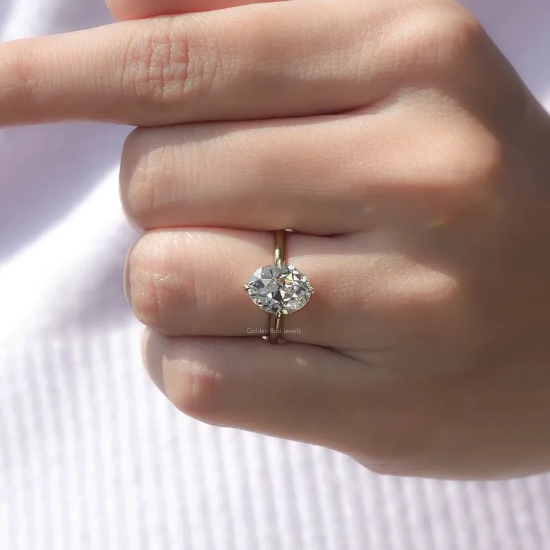 Solitaire Old Mine Oval Cut Diamond Ring view 8