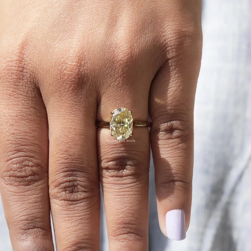 Solitaire Oval Cut Moissanite Engagement Ring view 7